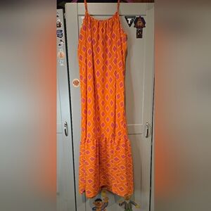Orange Geometric Pattern Dress